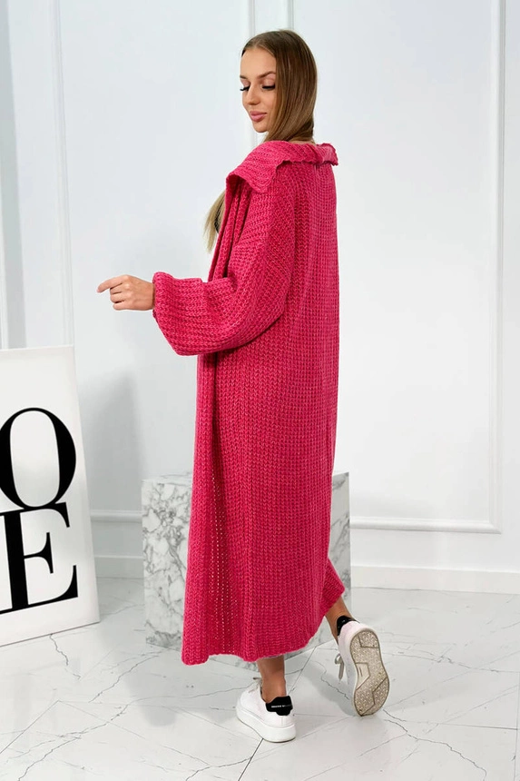 Sweater with mohair in a stand-up collar fuchsia
