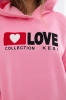 Isoliertes Baumwoll-Sweatshirt mit Kapuze Love Hellrosa