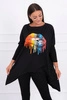Oversize-Bluse mit Regenbogen-Lippen-Print schwarz