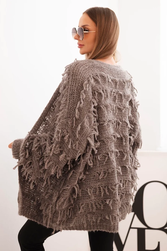 Women's cardigan with fringes and a loose fit fango