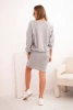 Bluse + gestreiftes Kleid grau