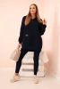 Women's cotton set with a hooded sweatshirt and high-waisted leggings navy blue