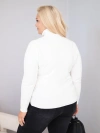 Dámský viskózový svetr Plus Size s rolákem v klasickém střihu ecru zelená