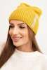 Women's winter wool hat with rhinestones K453 mustard