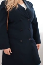 Plus Size double-breasted women's coat with collar navy