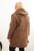 Dámský plášť Plus Size s kapucí a kapsami hnědý