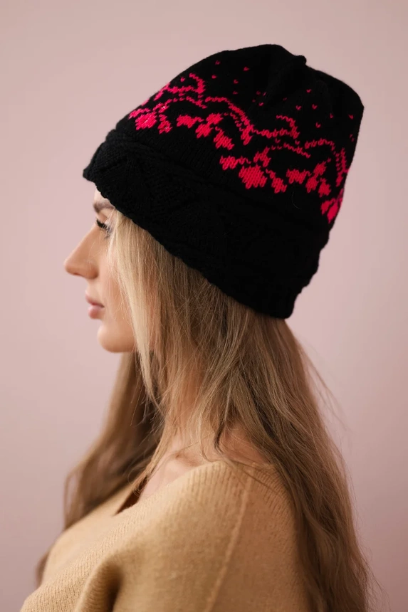 Moteriška kepurė Kira K374 black+pink