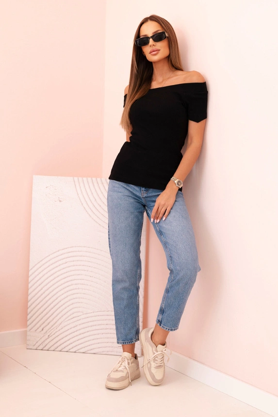 Women's cotton blouse with a V-neck and print white