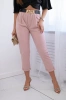 Viscose trousers with decorative belt powder pink