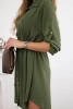 Dress with button closure and tie at the waist khaki