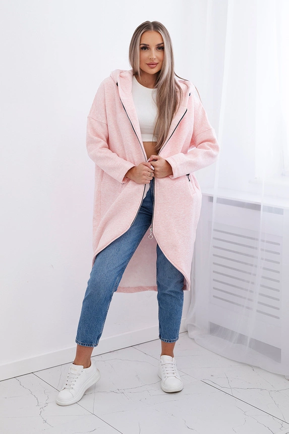 Long insulated sweatshirt powder pink melange