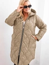 Women's winter quilted Plus Size jacket with a hood Light Camel