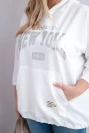 Damen-Hoodie in Übergröße aus Viskose mit Kapuze und Kängurutasche weiß