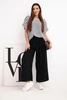 Women's viscose set with a striped blouse and wide trousers with an elastic band black