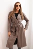 Women's eco-leather trench coat with a belt and collar fango