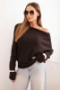 Women's asymmetrical batwing viscose sweater brown