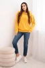 Women's cotton looped hoodie with kangaroo pocket mustard