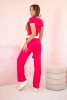Ribbed set blouse + wide-leg trousers fuchsia 