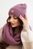 Women's set with a hat and a scarf made of soft knit dark pink