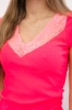 Bluse mit Spitzenausschnitt rosa neon