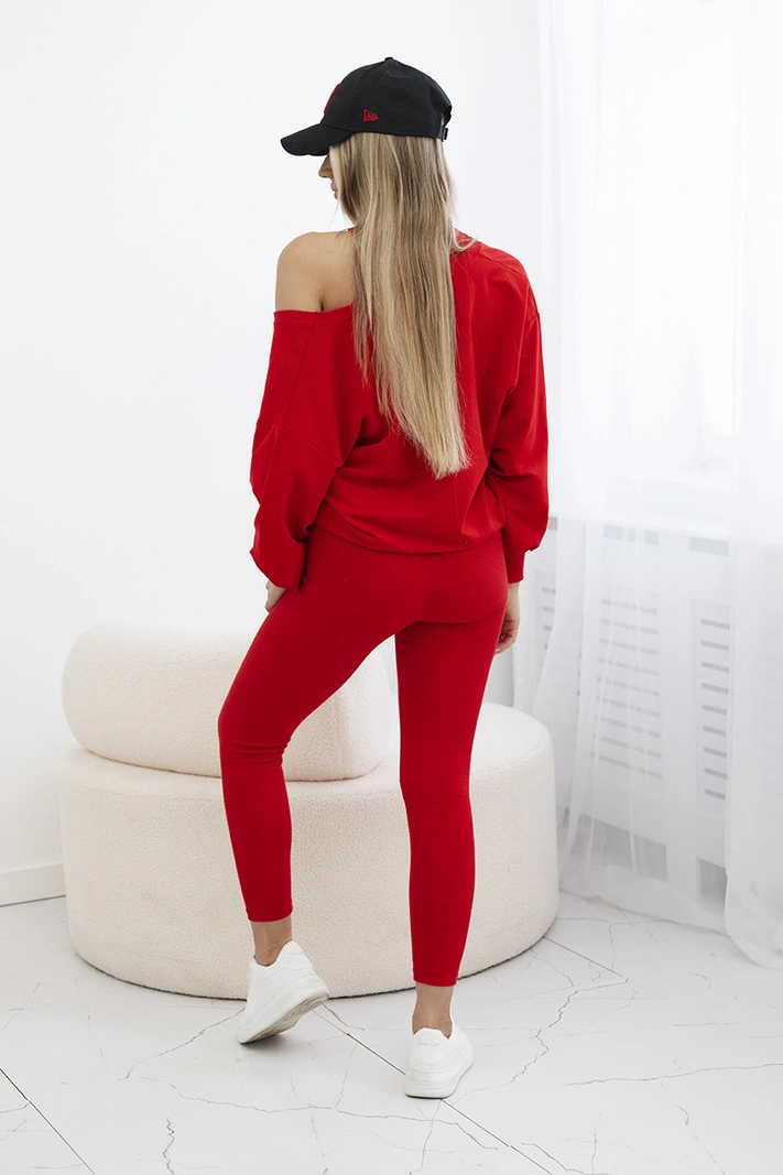 3-teiliges Set Sweatshirt + Top + Leggings rot