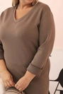 Dámska sukňa Plus Size maslová s dekoltom V a rukávom fango