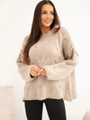 Damenpullover mit lockerem Schnitt ohne Verschluss dunkelbeige