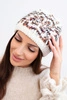 Women's wool winter hat with decorative crystals K399 black