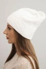 Women's winter hat with wool and delicate embellishment white