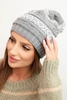 Women's winter hat with pattern and wool K425 gray