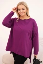 Damenbluse Plus Size asymmetrisch mit langen Ärmeln dunkelviolett