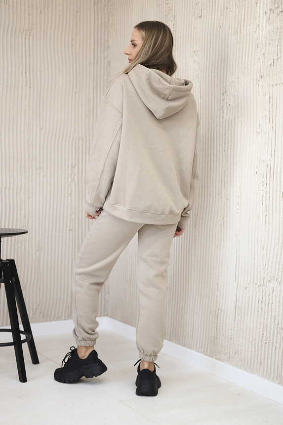 Cotton set with embroidered inscription Paradise light beige