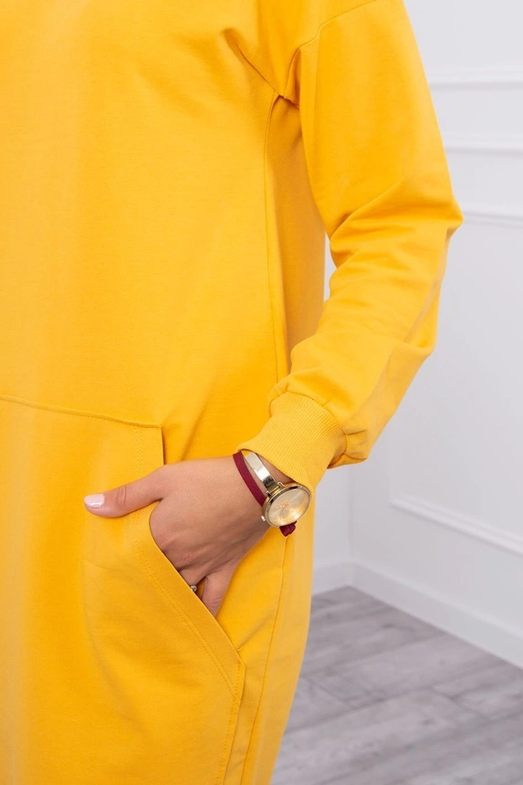 Hooded dress mustard