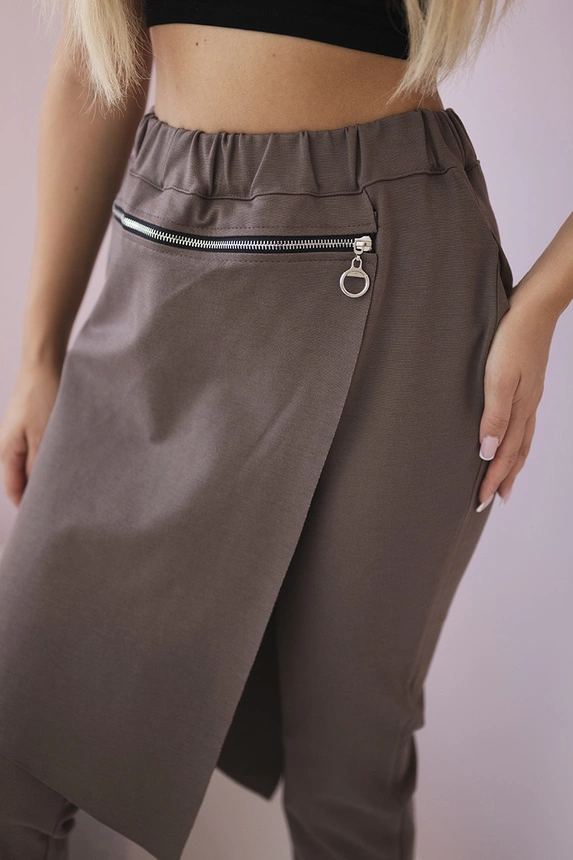 Punto Milano Winterhose mit dekorativem Reißverschluss fango