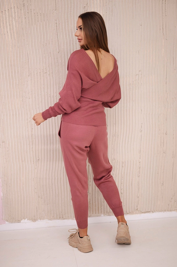 Zweiteiliges Pullover-Set dunkelrosa