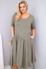 Dámska bavlnená sukňa Plus Size s asymetrickým spodkom khaki