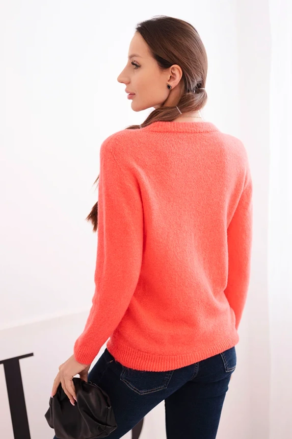 Women's sweater made of baby alpaca with long sleeves raspberry