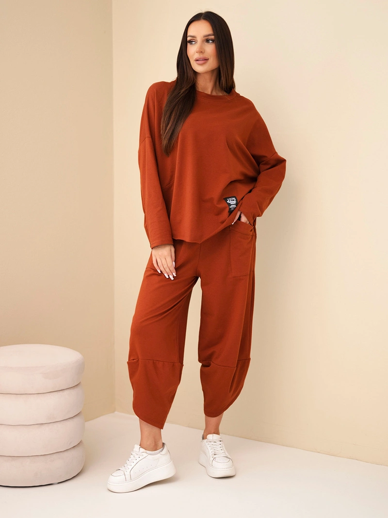 Cotton sweatshirt pants set russet
