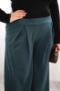 Plus Size women's pants with wide legs and pleats sea color