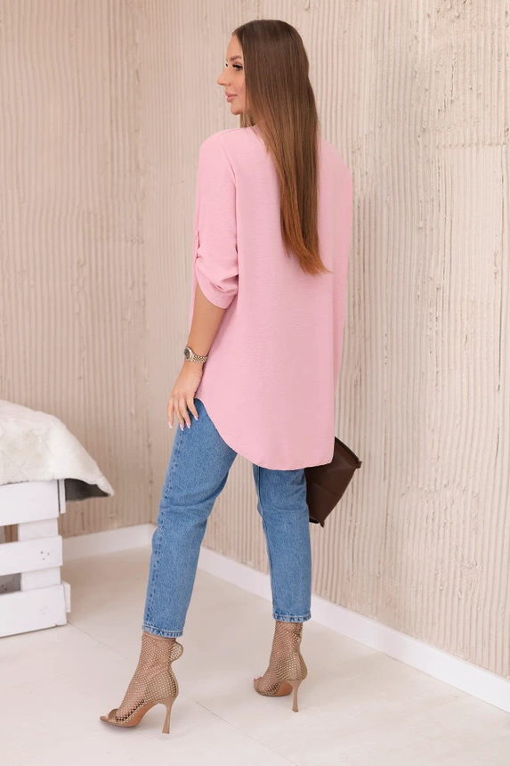 Blouse with a longer back powder pink
