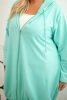 Damenpullover Plus Size aus Baumwolle mit Kapuze und Reißverschluss mintgrün