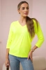 Bluse mit V-Ausschnitt gelb neon