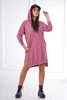 Dress with a hood and longer back dark pink