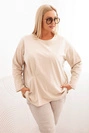 Dámská blůza Plus Size s bavlnou, kapsou a ohrnutým rukávem kiwi