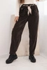 Women's viscose pants with a scarf belt brown