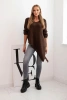 Women's asymmetrical wool sweater Plus Size with V-neck brown