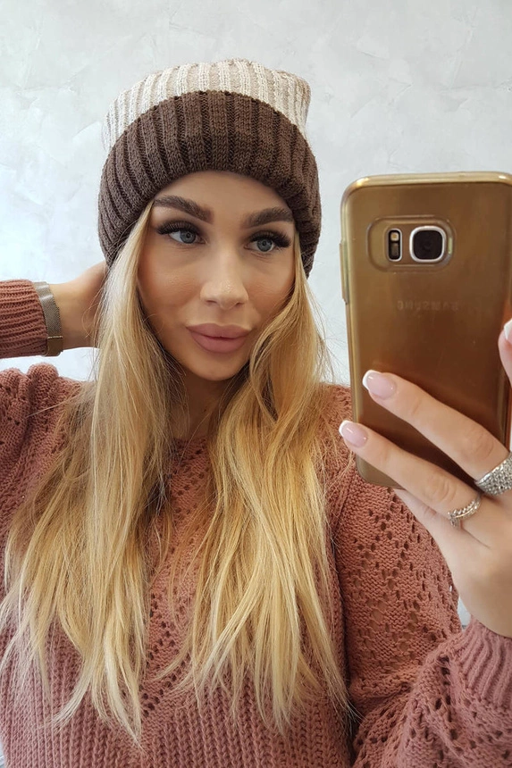 Bojana vilnonė kepurė K265 cappuccino+šviesiai smėlio spalvos+tamsiai smėlio spalvos
