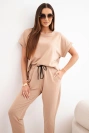 Baumwollset Bluse + Hose camelfarben