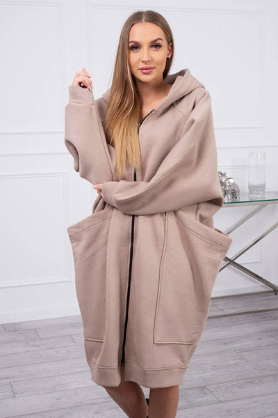 Bluza ocieplana oversize ciemno beżowa