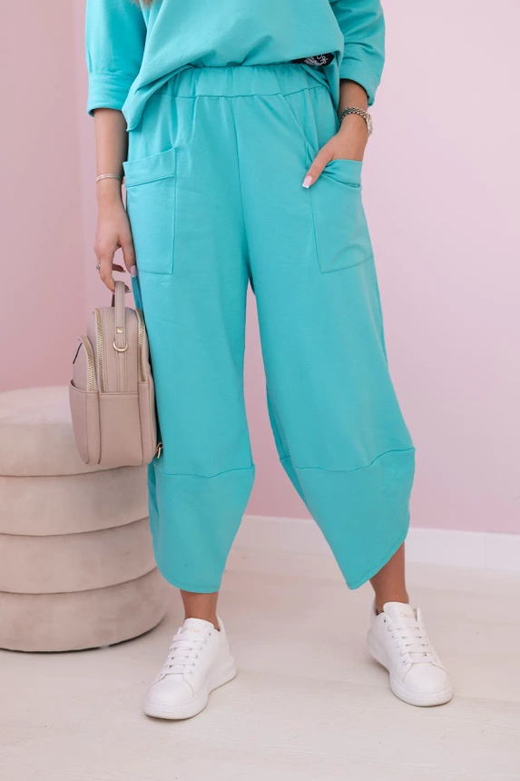 Baumwoll-Sweatshirt-Hosen-Set Minze